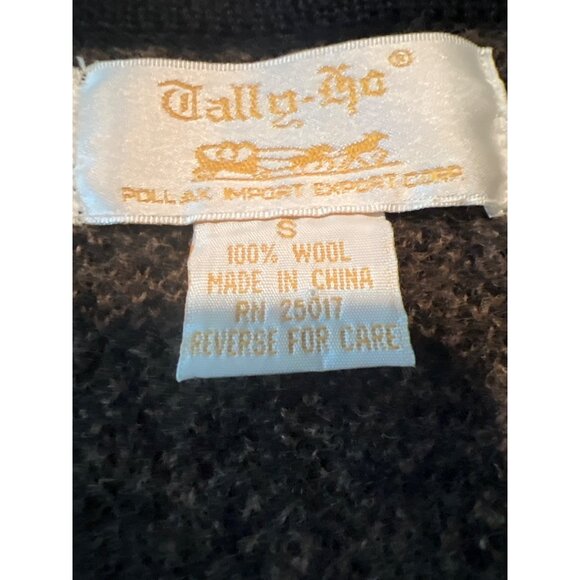 Tally Ho Vintage Wool Sweater Vest Womens Small Black Red Fair Isle Metal Clasp - Picture 3 of 6